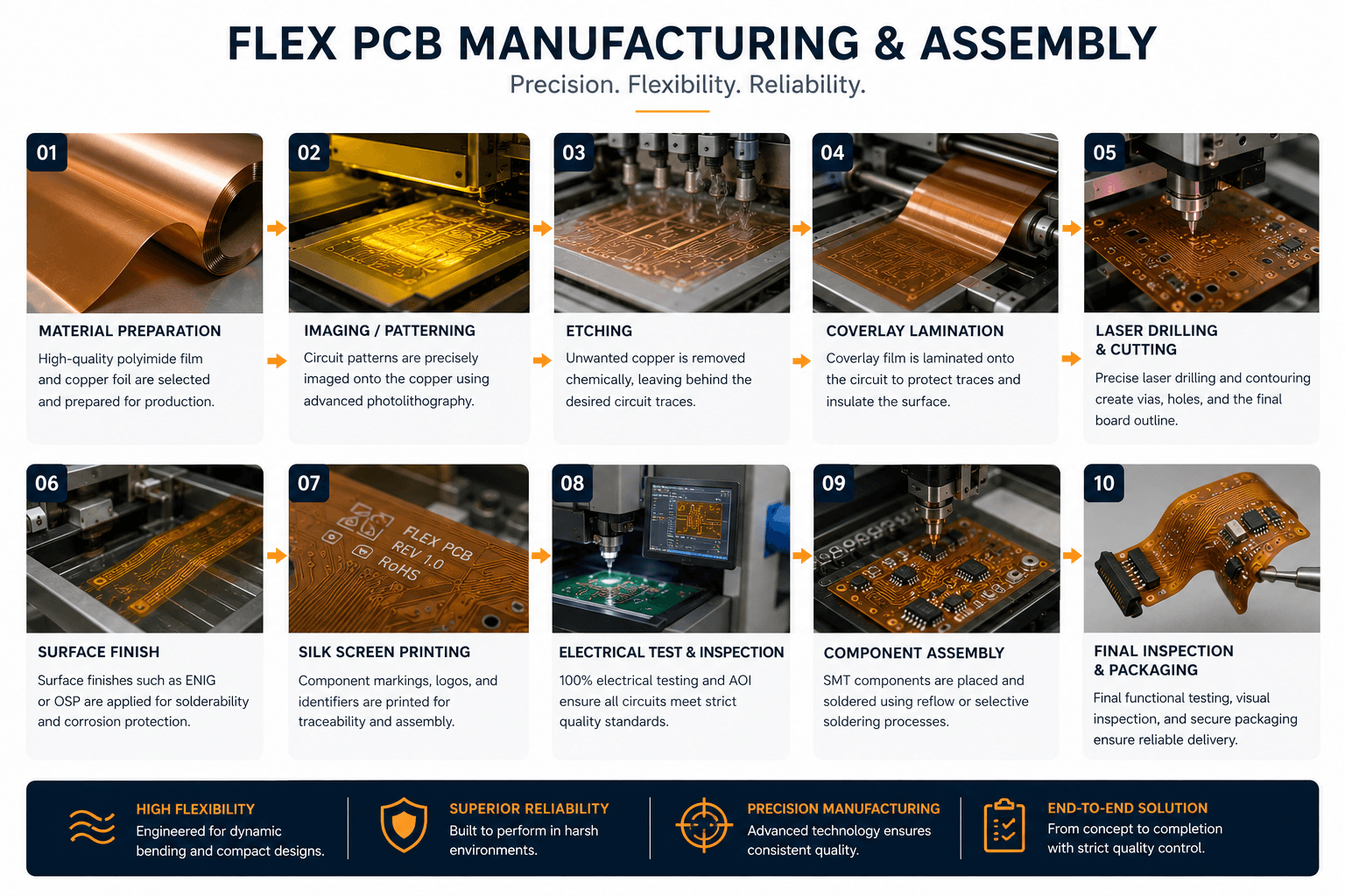 Manufacturing or assembly – flex PCB fabrication stage